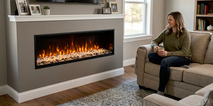 Electric Fireplace With Crystal and Pebble Embers Redondo Beach
