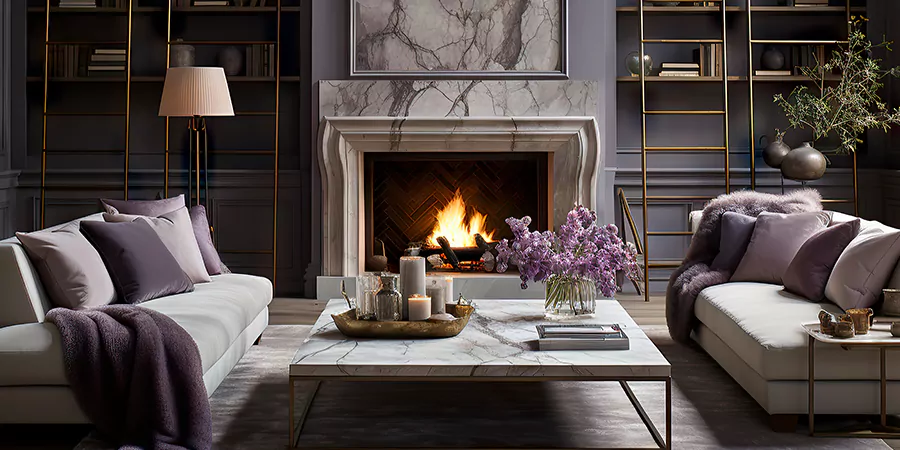 Modern Tile and Stone Fireplace Design Redondo Beach